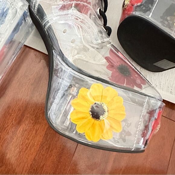 Delia*s Y2k groovy disco get your groove on PVC platform boots Sz 7 - Picture 5 of 11